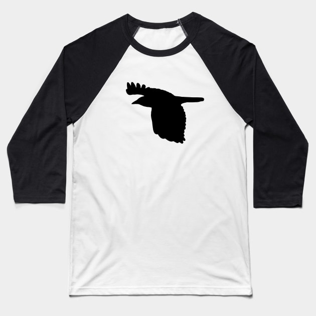 Crow Flying Black Bird Silhouette Baseball T-Shirt by NaturalDesign